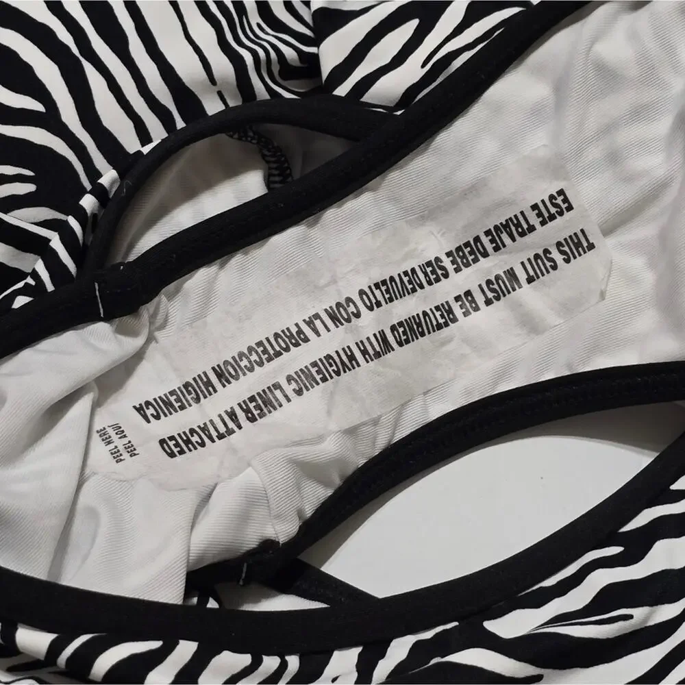 Michael Kors Womens Zebra Print High‎ Cut Scoop Back One Piece Swimsuit Size 10 - Picture 7 of 11